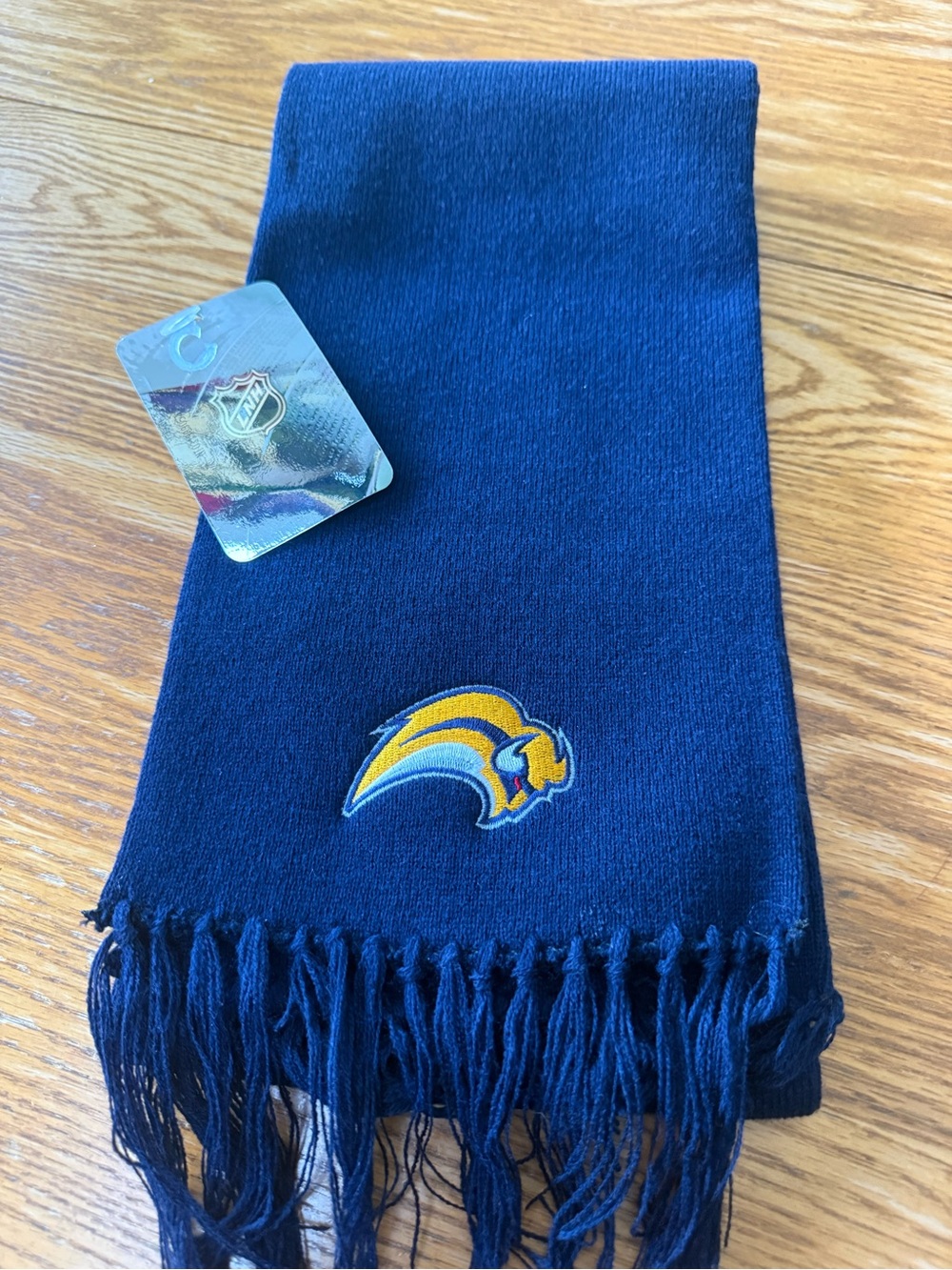 NHL Navy and Gold Buffalo Logo Knit Scarf